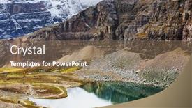  Presentation with mountain water - Slide deck having serene-scene-by-the-mountain background and a violet colored foreground