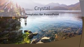  Presentation with mountain water - Colorful presentation theme enhanced with serene-scene-by-the-mountain backdrop and a light blue colored foreground