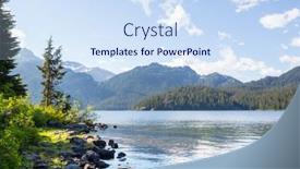  Presentation with serene - Beautiful presentation theme featuring serene-scene-by-the-mountain backdrop and a sky blue colored foreground