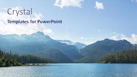  Presentation with serene - Audience pleasing presentation theme consisting of serene-scene-by-the-mountain backdrop and a sky blue colored foreground