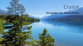  Presentation with mountain lake - Presentation theme featuring serene-scene-by-the-mountain background and a light blue colored foreground