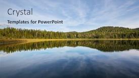  Presentation with mountain lake - PPT theme having serene-scene-by-the-mountain background and a light blue colored foreground