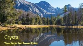  Presentation with mountain water - PPT theme with serene-scene-by-the-mountain background and a tawny brown colored foreground