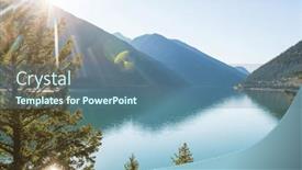  Presentation with serene - Presentation theme having serene-scene-by-the-mountain background and a ocean colored foreground