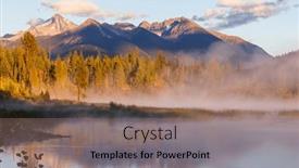  Presentation with serene - Presentation theme featuring serene-scene-by-the-mountain background and a coral colored foreground