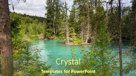  Presentation with mountain water - Slides featuring serene scene by the mountain lake in canada with reflection of the rocks in the calm water background and a tawny brown colored foreground