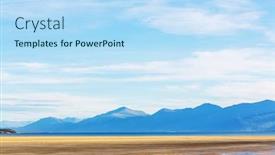  Presentation with mountain water - Presentation theme consisting of serene scene by the mountain lake in canada with reflection of the rocks in the calm water background and a light blue colored foreground