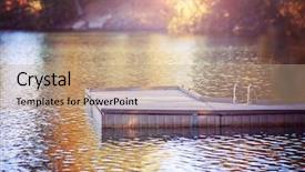  Presentation with foggy water sunrise - PPT theme consisting of serene view of a peaceful background and a coral colored foreground