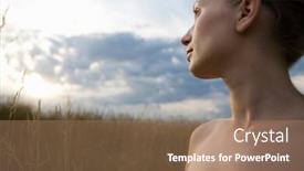  Presentation with serene - Audience pleasing slides consisting of serene-young-woman-in-meadow backdrop and a coral colored foreground