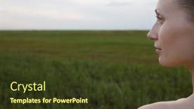  Presentation with serene - Theme featuring serene-young-woman-in-meadow background and a tawny brown colored foreground