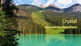  Presentation with serenity - Presentation design with beautiful landscape river - serenity emerald lake in canada background and a tawny brown colored foreground