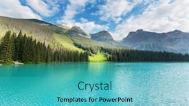  Presentation with serenity - Audience pleasing PPT theme consisting of serenity emerald lake backdrop and a teal colored foreground