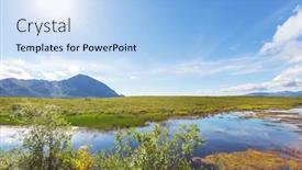  Presentation with tundra - Amazing presentation design having serenity-lake-in-alaskan-tundra backdrop and a light blue colored foreground