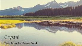  Presentation with tundra - Colorful PPT theme enhanced with serenity-lake-in-alaskan-tundra backdrop and a soft green colored foreground