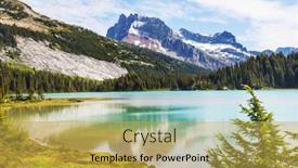  Presentation with serenity - Audience pleasing theme consisting of serenity-lake-in-the-mountains backdrop and a yellow colored foreground