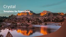  Presentation with beautiful landscapes - Cool new presentation theme with serenity-lake-in-the-mountains backdrop and a teal colored foreground