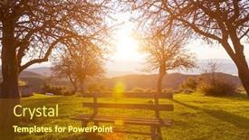  Presentation with serenity - Cool new slide set with serenity-spring-garden-at-sunrise backdrop and a tawny brown colored foreground