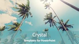  Presentation with serenity - Amazing PPT theme having serenity tropical beach backdrop and a teal colored foreground