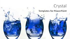  Presentation with splashing - Slide set featuring serial-arrangement-of-blue-liquid background and a white colored foreground