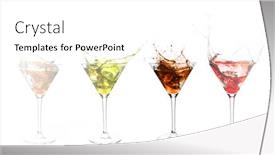  Presentation with alcohol white - Beautiful slides featuring serial arrangement of coloured alcohol splashing in cocktail glass on white background backdrop and a white colored foreground