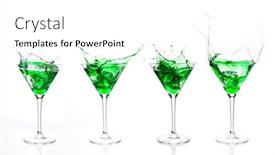  Presentation with green glass - Colorful PPT theme enhanced with serial-arrangement-of-green-liquid backdrop and a white colored foreground
