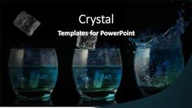  Presentation with black liquid - Beautiful presentation theme featuring serial arrangement of ice falling into glass tumbler of blue liquid on black background backdrop and a black colored foreground