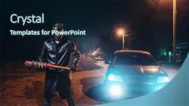  Presentation with serial killer - PPT layouts featuring serial killer - maniac in hockey mask baseball background and a wine colored foreground