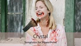  Presentation with serial killer - Cool new slides with serial killer - smiling zombie woman with axe backdrop and a soft green colored foreground