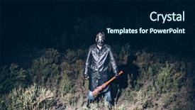  Presentation with hockey - PPT theme consisting of serial maniac in hockey mask background and a navy blue colored foreground