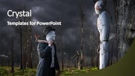  Presentation with serial killer - Slides enhanced with serial maniac with axe victim background and a dark gray colored foreground