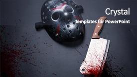  Presentation with murderer - Audience pleasing PPT theme consisting of serial murderer tools isolated backdrop and a tawny brown colored foreground