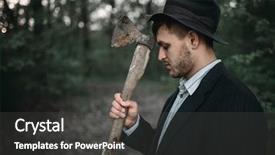  Presentation with murderer - Cool new slide deck with serial murderer with an axe backdrop and a dark gray colored foreground