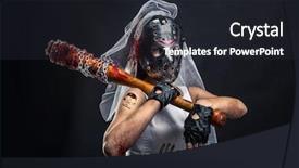  Presentation with wedding - PPT theme with serial murederer in wedding dress background and a dark gray colored foreground