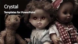  Presentation with evil - Presentation with series - vintage evil spooky doll background and a wine colored foreground