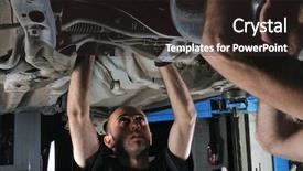  Presentation with image of car racing - Slides with series of mechanic related background and a dark gray colored foreground