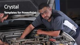  Presentation with motor - Audience pleasing theme consisting of series of mechanic related backdrop and a dark gray colored foreground