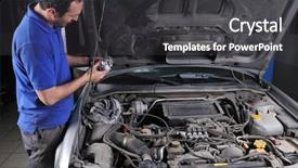  Presentation with motor - Theme having series of mechanic related background and a dark gray colored foreground