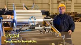  Presentation with steel factory - Theme consisting of manufacturing process packed rolls - factory worker using steel coil background and a tawny brown colored foreground