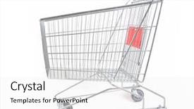  Presentation with shopping trolley - Amazing presentation design having empty shopping cart viewed backdrop and a white colored foreground
