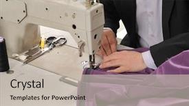  Presentation with industrial machine - Slides having series of tailor related background and a soft green colored foreground