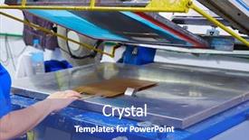  Presentation with machine operator - Cool new theme with serigraphy print bags machine backdrop and a ocean colored foreground