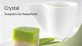  Presentation with kuih - PPT theme having the pandan custard cake background and a light gray colored foreground