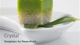  Presentation with kuih - Presentation design featuring serimuka kuih also known as the pandan custard cake background and a light gray colored foreground