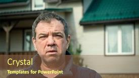  Presentation with country - Colorful slide set enhanced with serious-adult-man-in-front backdrop and a tawny brown colored foreground