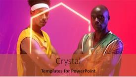  Presentation with basketball players - Presentation theme enhanced with serious-african-american-basketball-players background and a red colored foreground