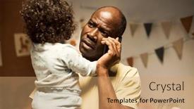  Presentation with african american baby - Slide deck featuring serious-african-american-father-busy background and a  colored foreground