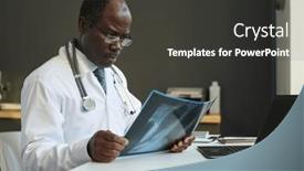  Presentation with medical laptop - Slides featuring serious-african-american-radiologist-looking background and a dark gray colored foreground