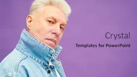  Presentation with isolation - PPT theme enhanced with serious-aged-man-with-white background and a light blue colored foreground