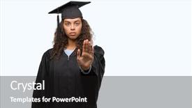  Presentation with confident young hispanic woman - Theme with serious and confident expression defense background and a  colored foreground