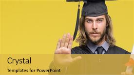  Presentation with bachelor - Beautiful presentation featuring serious and confident expression defense backdrop and a  colored foreground